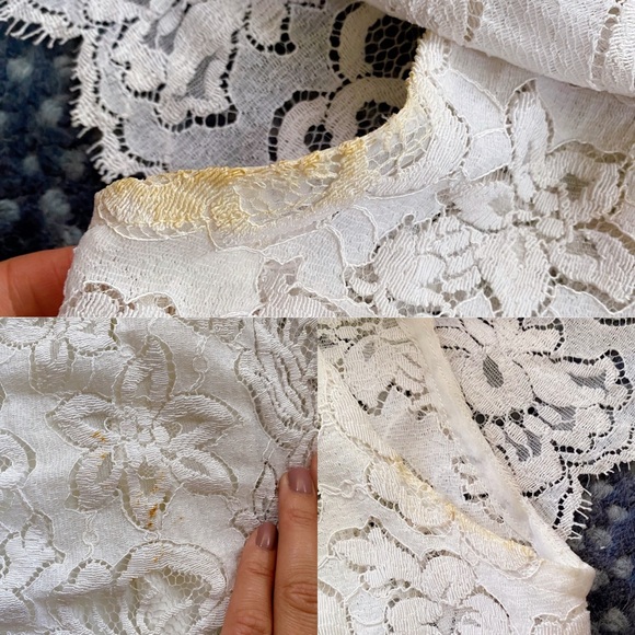 💍 VINTAGE ILGWU UNION MADE TALL CROCHET OPEN SHOULDER WEDDING GOWN! - Picture 15 of 16